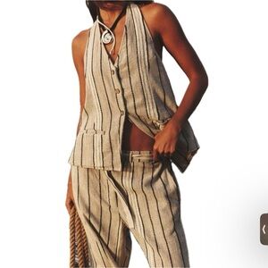 NWT free people take me to Paris vest set XS